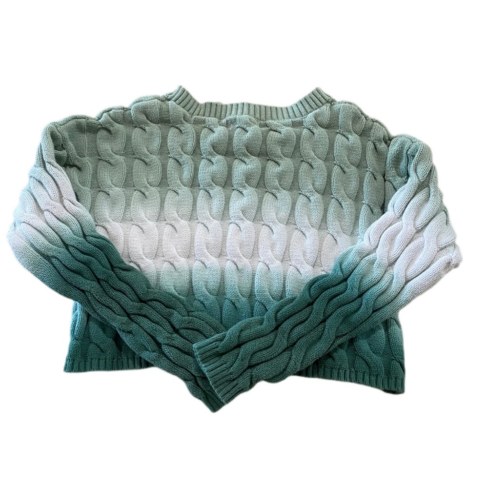 Sincerely Jules Cable Knit Sweater Women’s Size Large Green Ombré Crop Top